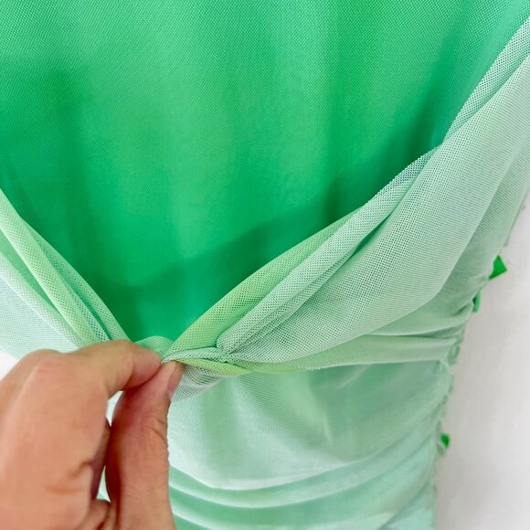NEW ZARA Tulle/ Chiffon Ruched Mini Dress in Green, Size M - Picture 13 of 15